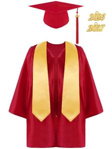 lot 6243 image: SOMSOC 4 Pieces Kindergarten Graduation Gown Grad Cap Set for Kids Preschool Nursery Graduation Stole Gown with 2025 Tassel size M