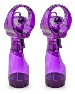 lot 6277 image: O2COOL Deluxe Handheld Misting Fan Battery Powered 2-Pack Purple