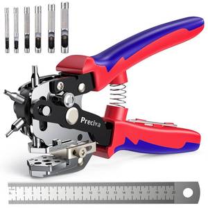 lot 6283 image: Preciva Hole Punch Plier, Revolving Punch Hole Tool with V-Shaped Cutting Edge Design, 6 Hole Sizes Used for Leather, Belts, Thin Iron Sheets, Paper Cards, Plastics, & Fabrics