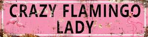 lot 6285 image: AWISZZZ Vintage Metal Tin Sign Retro Crazy Flamingo Lady Signs Stylish Wall Art Plaques for Home Decor Bathroom Kitchen House and Gothic Wall Decor or as a Unique Poster 16x4 in