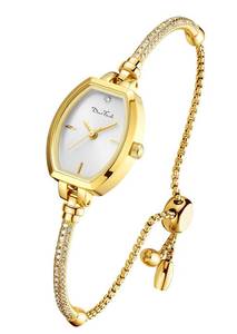 lot 6290 image: Petite Bracelet Watch for Women, Gifts for Girlfriend Diamond Dress Analog Watch Waterproof (Two-Tone Gold Black)