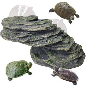 lot 6292 image: kathson Turtle Basking Platform Baby Tortoise Climbing Ramp Shale Reptiles Dock Resting Terrace Stone Small Aquarium Ornament Rock Landscaping Decoration for Frogs Newts (Small size6.0Lx2.7Wx2.7H)