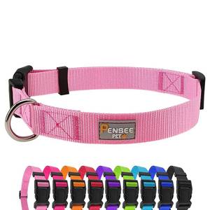 lot 6295 image: PENSEEPET Pink Dog Collar Basic Adjustable Dog Collars for Puppy Small Medium Large Dogs Girls with Breathable Quick Release Nylon Pet Collar