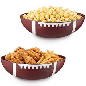 lot 7111 image: FoldTier 2 Pcs Football Party Bowls 12 in Plastic Snack Bowls Reusable Sports Football Serving Dishes for Tailgate Dinner Candy Chips Popcorn Tray Platter for Sports Event Game Day Birthday Favor