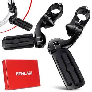 lot 7114 image: Benlari Highway Pegs 1in 1-14 in Highway Footpegs 304 Stainless Steel Long Angled Adjustable Fit For Harley Touring Street Glide Road King Electra Glide Softail Dyna Black Style2