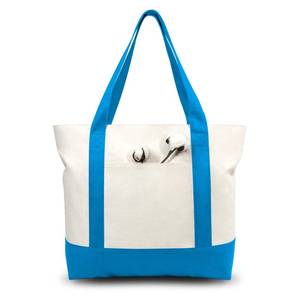 lot 7120 image: TOPDesign 6-Pack Canvas Tote Bags with an External Pocket, Reusable Grocery Shopping Bags, Top Zipper Closure, Daily Essentials (Ocean BlueNatural)