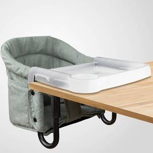 lot 7123 image: Hook On Chair with Removable Dining Tray,Portable Hook-On Chairs with Storage Bag,for Home and Travel(Sage Green)