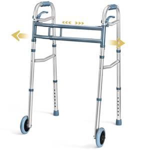 lot 7126 image: Medical king Walkers for Seniors Aluminum Lightweight Walker with Wheels, Adjustable Width and Height, Folding Walker for Elderly, Handicapped, Disabled 2 Wheels in Front