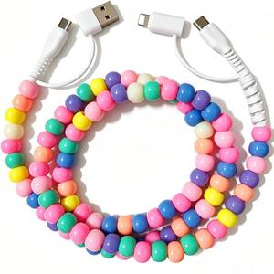 lot 8168 image: IIIZ 4-in-1 Beaded Charger 65W USB C Carplay Cable for iPhoneiPadGalaxy