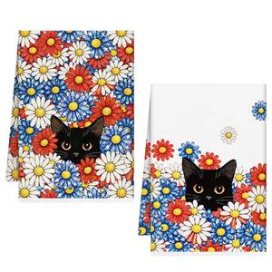 lot 8173 image: VISSTREE 4th of July Kitchen Towels Set of 4, American Patriotic Dish Towel