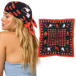 lot 8175 image: AWAYTR Cotton Bandana for Men Women - 22 IN Square Ball Games Scarf for Sport Bandanna Handkerchief Cowboy Hanky (Ice hockey (BlackRed))