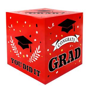 lot 8197 image: A 2pk QIHOMPIB 2027 Graduation Decorations Red Black White Graduation Card Box Holder Class of 2027 Party Favors Supplies Accessories Gifts Money Box for Letter Cash Table Decor Congrats Grad Decor