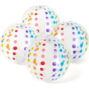 lot 8200 image: LovesTown 4-Pack Beach Balls 16-inch, Large Polka Dot Beach Balls for Summer Parties, Pool Toys, Birthday Party Supplies Decorations, Kids Water Games