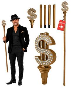 lot 8232 image: Nicky Bigs Novelties Pimp Cane, Fake Cane, Gold Scepter, Pimp Canes Costume Outfit for Men, Money Canes Prop - 49.5 Inch