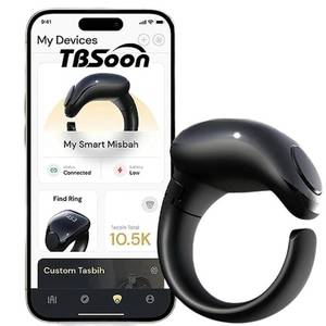 lot 8254 image: Fashion Tasbih Smart Ring, Tasbeeh Counters, Prayer Direction Indicator Guide,5 Azan Alarm Clock,Forgiveness,Electronic Rosary,Eid al-Fitr Eid al-Adha Ramadan Gift for men women-Black Adjustable Size