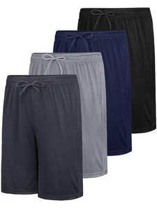 lot 8268 image: JORHIG 4 Pack Boys Athletic Shorts with Pockets Tricot Kids Youth Quick Dry Active Basketball Sports Shorts with Drawstring Navy, Dark Gray, Black, Red Set C 8-10Years