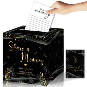 lot 8270 image: Braveriky 50Pcs Share a Memory Cards, Memory Box for Guest Ideas Celebration of Life Funeral Graduation Retirement Wedding Bridal Shower Birthday Anniversary, Black