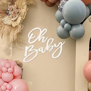 lot 8272 image: MASTRON Oh Baby Sign for Baby Shower Backdrop - Felt Oh Baby Sign Party Banner Boy Girl Baby Shower Decorations Gender Reveal 1st Birthday Party Photography Background - White