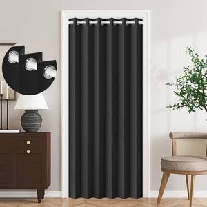 lot 8275 image: HMYI 100% Blackout Accordion Style Door Curtain for Doorways Privacy Magnetic Door Curtain, Temporary Doors for A Room Privacy, 1 Panel, W45 x L80, Black
