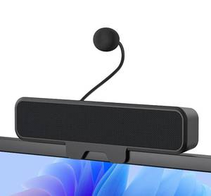 lot 8281 image: Computer Speakers with Microphone for Desktop PC, USB Monitor Speakers with Clip, Wired Laptop Sound Bar, Stereo & Bass, PC Speaker wMic for MeetingGamingOnline Learning, Easily Clamps to Monitor