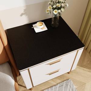 lot 8298 image: Wuluwala Faux Leather Fitted Bedside Tablecloth Black 16x22
