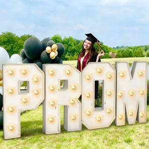 lot 9434 image: 2026 Graduation Decorations - 4FT Large Pre-Cut PROM Light-Up Marquee Letters Kit - Mosaic Foam Board Sign - Class of 2026 Congrats Party Supplies for Kindergarten Preschool High School College Prom