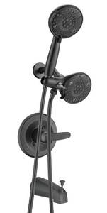 lot 9443 image: Ultrimkit 5 Dual Shower Faucet Compatible with Delta 1314 Series Tub Trim Kit, High Pressure Round Rain Shower Head& Handheld Set Faucet System, Matte Black (Valve& Catridge Not Inclued)