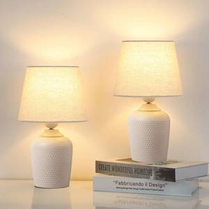 lot 9465 image: Sucolite Small 11.8 Table Lamps Set of 2, Bedside Nightstand Lamps for Bedroom Kid��s Room, Cute Desk Lamps with Studded Texture Base for Reading Nursery Living Room Office, Cream