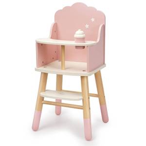 lot 9466 image: Pithfor Wooden Baby Doll High Chair, Doll Furniture, Fits Up to 18 inch Baby Dolls, 18 inch Doll Accessories - Pink