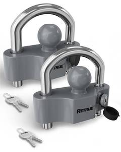 lot 9468 image: RETRUE Universal Coupler Lock Trailer Locks Ball Hitch Trailer Hitch Lock Adjustable Security Heavy-Duty Steel Fits 1-78 Inch, 2 Inch, 2-516 Inch Couplers (Gray & Silver, Pack of 2)