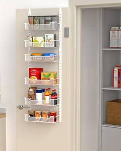 lot 9469 image: VyGrow 12.3 W Narrow Over the Door Pantry Organizer, 6-Tier Over the Door Organizer with Adjustable Basket, Pantry Door Organization for Pantry Kitchen Storage Room Spice Rack, White