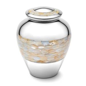 lot 9480 image: Brass Mother of Pearl Large Cremation Urn for Human Ashes Adult Male Female