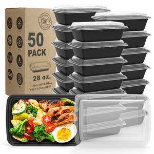 lot 9491 image: WGCC Meal Prep Containers - 50Pack 28OZ Food Containers With Lids, Disposable To Go, Stackable, Leakproof & Food Safe, Microwave, Freezer, Dishwasher Safe