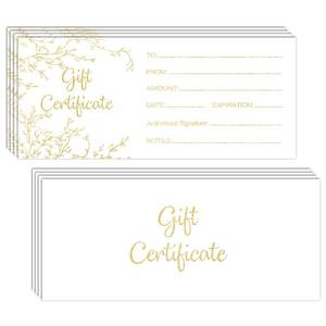 lot 10316 image: Blank Gift Certificates for Business Restaurant Salon Spa Wedding Birthday Gold Simple Certificate Cards Vouchers Coupon Card,25 PCS 8x3.5 inches Card -03