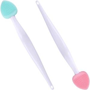lot 10319 image: Winsyison 2pcs Silicone Lip Scrub Brush, Double-Sided Lip Exfoliator Brush for Dark Lips, Heart Shape Lip Scrubber Tool for Removing Dead Skin- Pink & Green