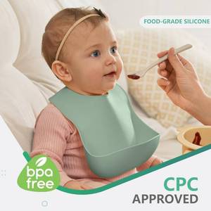 lot 10361 image: Cuddle Campus Set of 3 Silicone Bibs for Babies & Toddlers,Soft Adjustable Bibs with Pocket Food Catcher for Baby Girl,Boy(Set 1)