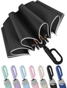 lot 10369 image: Seniny Travel Umbrella with Carabiner Handle, Automatic Windproof Large Umbrellas for Rain, Portable Compact Umbrella with Reflective Strip, Car Backpack UV Umbrellas for Sun Protection