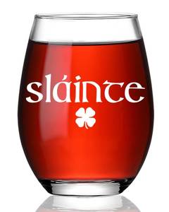 lot 10376 image: Ymzkpoa Sl�inte,Irish Cheers Stemless Wine Glass Gifts for Women,Men,Mom,Friends,Sister,Husband,Funny Novelty Wine Gift for St. Patrick��s Day,Birthday,Christmas,Anniversary,Retirement