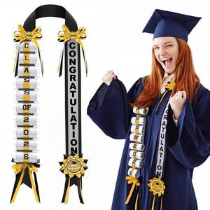 lot 10393 image: Lyrow Black and Gold Graduation Money Lei Class of 2026 Ribbon Money Lei Graduation Cash Gift for Congrats Graduates Grad Leis with Cash Holder for Senior High School Party Supplies (Classic)