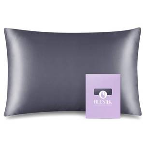 lot 10396 image: OLESILK 100% Mulberry Silk Toddler Pillowcase for Hair and Skin, Both Sides 19 Momme Pure Natural Silk Travel Pillow Cases with Hidden Zipper, 13x 18, Charcoal