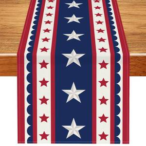 lot 10400 image: Feivando 4th of July Table Runner Memorial Day Patriotic Stars Table Decoration for Independence Day Home Kitchen Dining Table Party Supplies (13x72 Inch)