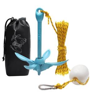 lot 10404 image: BocBoz Kayak Anchor Boat Anchor for Kayaks, Canoes, SUP Paddle Boards & Jet Skis, Folding Anchor with 40ft Anchor Tow Rope and Carrying Bag- 3.5 lb-Blue