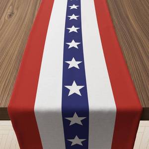lot 10405 image: 4th of July Decorations - Patriotic USA Stars Table Runner for 250th Anniversary Merchandise  Fourth of July Accessories for Memorial Day Home Indoor Outdoor