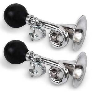 lot 10413 image: Cozihom Bike Bugle Horn, Metal Squeeze Clown Bugle for Bicycle, Bicycle Bell, Universal, Fit for 22.2mm Handlebar, 2 Pack
