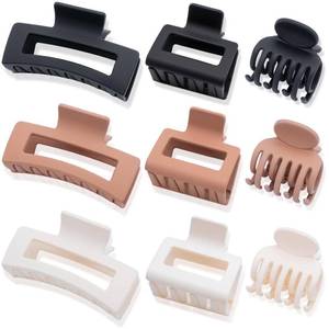 lot 10415 image: GlowMyst 9PCS Matte Hair Clips for Women - Large Claw Clips for Thick and Thin Hair, Small and Mini Hair Clips, Strong Hold Hair Claw Clips, Ideal for All Hair Types, Neutral Colors