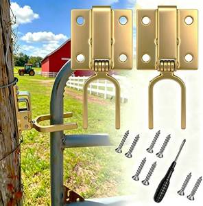 lot 10417 image: 2 Pcs Instant Locking Gate Latch Heavy-Duty One-Hand Gate Latch with Screwdriver and 4 Screws for Farm, Ranch & Backyard Door, Automatic Spring Lock, Rust-Resistant Steel, Easy Install (4 Holes)