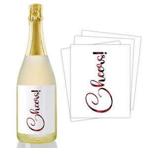 lot 10494 image: 8 Pcs Merry Christmas Wine Bottle Label Stickers, 4 x 6 in Waterproof Cheers Label Tag, Xmas Wine Bottle Cover Gift Set for Christmas Party Holiday Decor Supplies-Label44