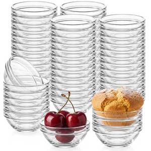 lot 11377 image: Pinkunn 72 Pcs 2.4inch 1.5 oz Small Clear Glass Ramekins Bowls Stackable Mini Glass Ingredient Dipping Bowls Small Prep Dishes for Spices Dipping Sauces Ice Cream Dessert, Dishwasher and Freezer Safe