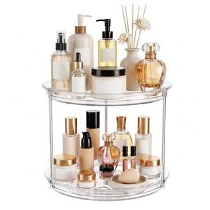 lot 11386 image: LazySpin 360° Rotating Makeup Organizer 2 Tier 9 Clear Lazy Susan Turntable Skincare Perfume Organizer Bathroom Countertop Vanity Tray Space-Saving Cosmetic Storage for Dresser