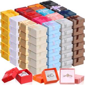 lot 11396 image: Kenning 240 Pcs Ring Gift Box 1.57 x 1.57 Inch bulk Small Jewelry Gift Boxes with Bow for Birthday Anniversary Wedding, Random Colors